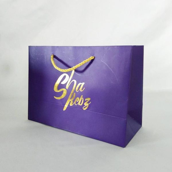 gift wrap 500pcs/lot custom logo purple coated paper bag with gold foil personalized shopping for cosmetic jewelry packaging
gift wrap 500pcs/lot custom logo purple coated paper bag with gold foil personalized shopping for cosmetic jewelry packaging