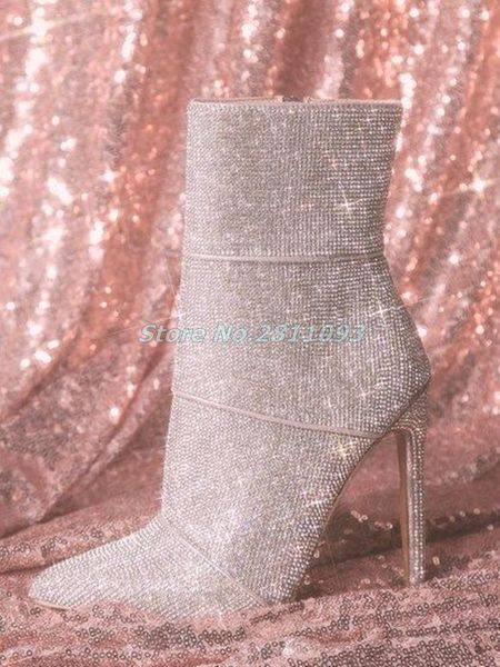 boots sequined glitter ankle booties pointed toe stiletto high heel dress runway women shoes zipper sparkel twinkle, Black
boots sequined glitter ankle booties pointed toe stiletto high heel dress runway women shoes zipper sparkel twinkle, Black