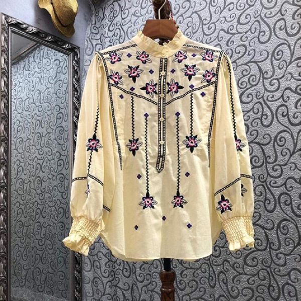 women's blouses & shirts 100%cotton embroidery 2021 autumn fashion women flower patterns long sleeve casual yellow dark blue button blu, White
women's blouses & shirts 100%cotton embroidery 2021 autumn fashion women flower patterns long sleeve casual yellow dark blue button blu, White
