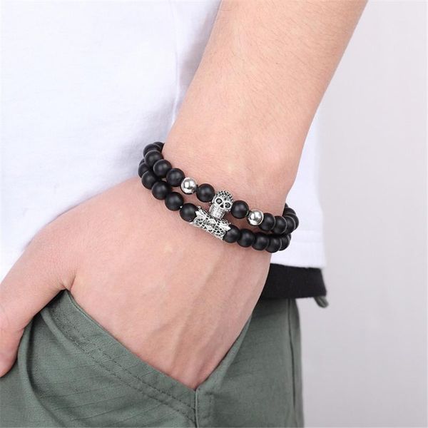 beaded, strands 8mm black frosted stone micro-inlaid zircon skull elastic men's beaded suit bracelet natural
beaded, strands 8mm black frosted stone micro-inlaid zircon skull elastic men's beaded suit bracelet natural