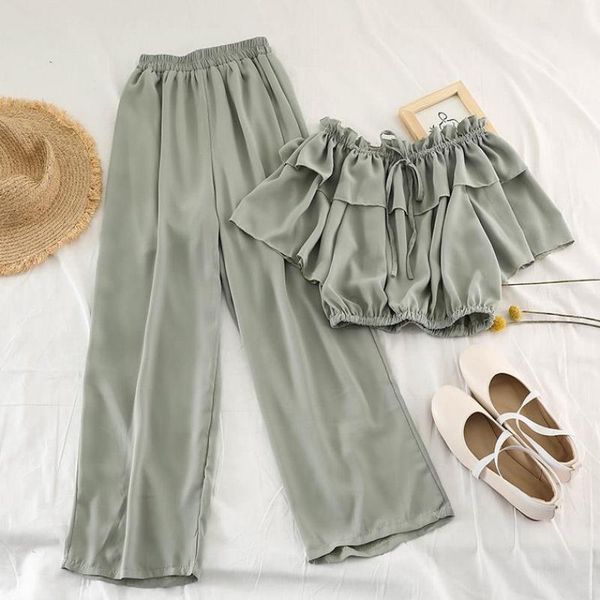 2021beach two piece sets clothes women slash neck crop wiht loose pants suits summer woman 2 pcs set feminino dress, White
2021beach two piece sets clothes women slash neck crop wiht loose pants suits summer woman 2 pcs set feminino dress, White