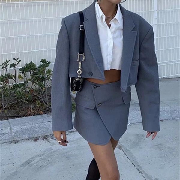 two piece dress solid colors short blazer suit y2k sweet skirt suits fake pocket summer fashion set cropped mini skirts women, White
two piece dress solid colors short blazer suit y2k sweet skirt suits fake pocket summer fashion set cropped mini skirts women, White