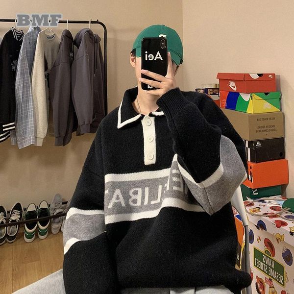 men's sweaters korean hip hop couple knit sweater autumn winter streetwear plus size pullover men women kpop fashion lapel coats, White;black
men's sweaters korean hip hop couple knit sweater autumn winter streetwear plus size pullover men women kpop fashion lapel coats, White;black