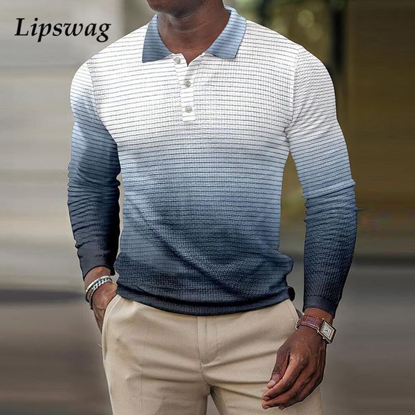 men's polos fashion gradient color shirts male casual turn-down collar pullover autumn long sleeve shirt for men streetwear, White;black
men's polos fashion gradient color shirts male casual turn-down collar pullover autumn long sleeve shirt for men streetwear, White;black