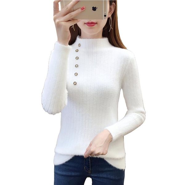 women's sweaters waterproof mink hedging sweater woman autumn winter jacket female with thick solid color slim knit bottoming shirt wom, White;black
women's sweaters waterproof mink hedging sweater woman autumn winter jacket female with thick solid color slim knit bottoming shirt wom, White;black