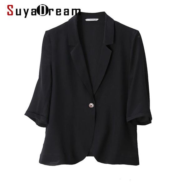 women's suits & blazers suyadream women silk 100%silk single button 3/4 sleeved solid black office lady 2021 spring summer, White;black
women's suits & blazers suyadream women silk 100%silk single button 3/4 sleeved solid black office lady 2021 spring summer, White;black