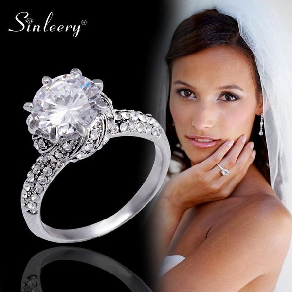 cluster rings sinleery classic crystal ball silver color ring zircon wedding for bridal gift women engagement jz014 ssb, Golden;silver
cluster rings sinleery classic crystal ball silver color ring zircon wedding for bridal gift women engagement jz014 ssb, Golden;silver