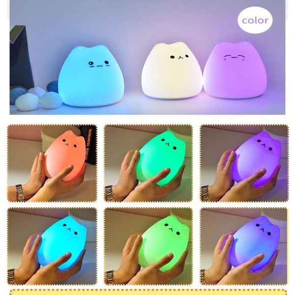 night lights 7 colors cute children light silicone touch sensor cat lamp for kids bedroom deskdecorate battery/usb charge
night lights 7 colors cute children light silicone touch sensor cat lamp for kids bedroom deskdecorate battery/usb charge