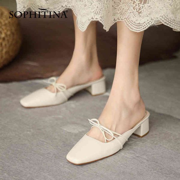 sophitina fashion women's slippers korean style pure color lace-up bowknot thick heel toe layer leather daily female shoes ao465 210513, Black
sophitina fashion women's slippers korean style pure color lace-up bowknot thick heel toe layer leather daily female shoes ao465 210513, Black