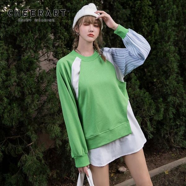 green sweatshirt fall women raglan long sleeve color block hoodies patchwork streetwear fashion clothing 210427, Black
green sweatshirt fall women raglan long sleeve color block hoodies patchwork streetwear fashion clothing 210427, Black