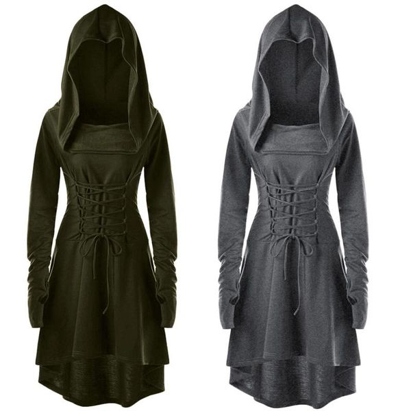 casual dresses fashion women solid colors long sleeve gothic punk costumes lace -up hooded vintage irregular cosplay cloak dress vestidos#g3, Black;gray
casual dresses fashion women solid colors long sleeve gothic punk costumes lace -up hooded vintage irregular cosplay cloak dress vestidos#g3, Black;gray