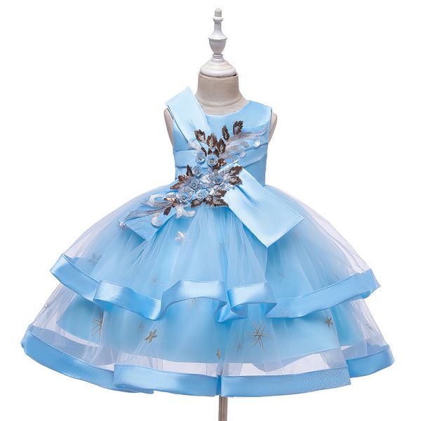 2020 new children' girl princess fluffy skirt school host children' performance dress, White;blue
2020 new children' girl princess fluffy skirt school host children' performance dress, White;blue