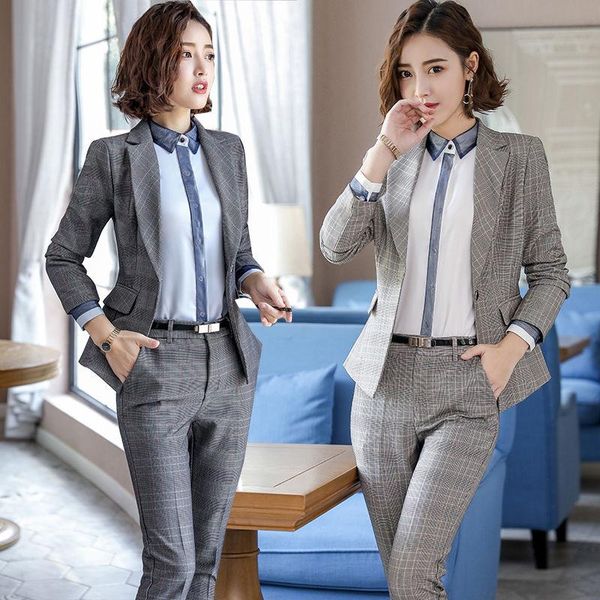 women's two piece pants office lady career wear plaid patterns slim blazer women jacket and spring autumn clothes suit ls005, White
women's two piece pants office lady career wear plaid patterns slim blazer women jacket and spring autumn clothes suit ls005, White