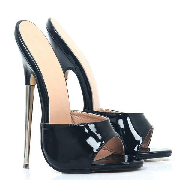 super high heels peep toe stilettos women's nightclub clubwear shoes slippers, Black
super high heels peep toe stilettos women's nightclub clubwear shoes slippers, Black