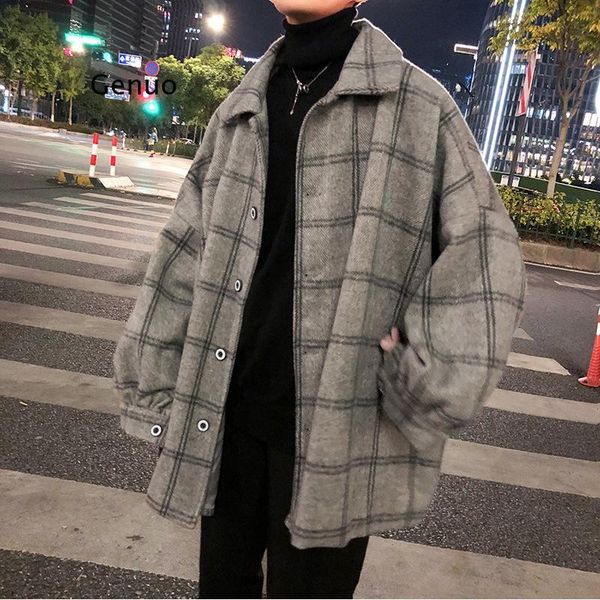 men's wool & blends 2021 fashion men plaid shirt casual loose jacket coat long sleeve mens clothing streetwear, Black
men's wool & blends 2021 fashion men plaid shirt casual loose jacket coat long sleeve mens clothing streetwear, Black
