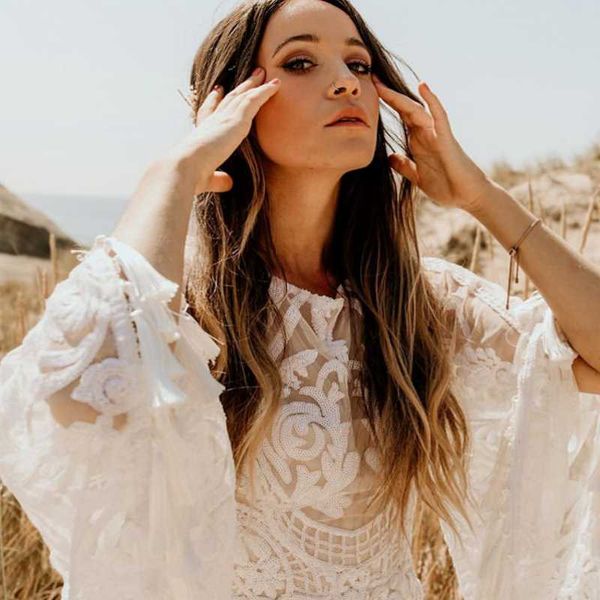 other wedding dresses umk unique sequined lace boho dress 2021 vintage tassel trumpet sleeve beach bohemia gowns, White
other wedding dresses umk unique sequined lace boho dress 2021 vintage tassel trumpet sleeve beach bohemia gowns, White
