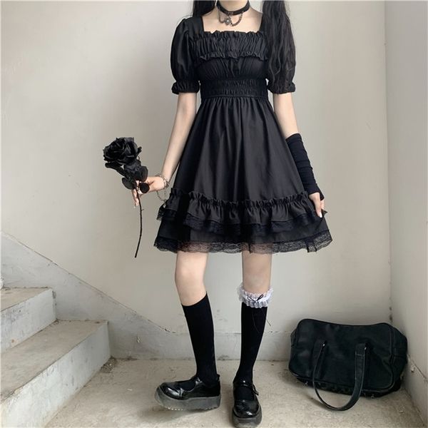 japanese harajuku dark style summer new dresses vintage square collar lace puff sleeve dress sweety ruffles hepburn black dress, Black;gray
japanese harajuku dark style summer new dresses vintage square collar lace puff sleeve dress sweety ruffles hepburn black dress, Black;gray