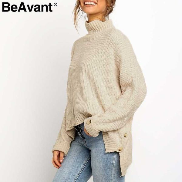 beavant turtleneck pure knitted sweater women pullover button lady sweater jumper pull femme long sleeve solid oversized sweater 210709, White;black
beavant turtleneck pure knitted sweater women pullover button lady sweater jumper pull femme long sleeve solid oversized sweater 210709, White;black