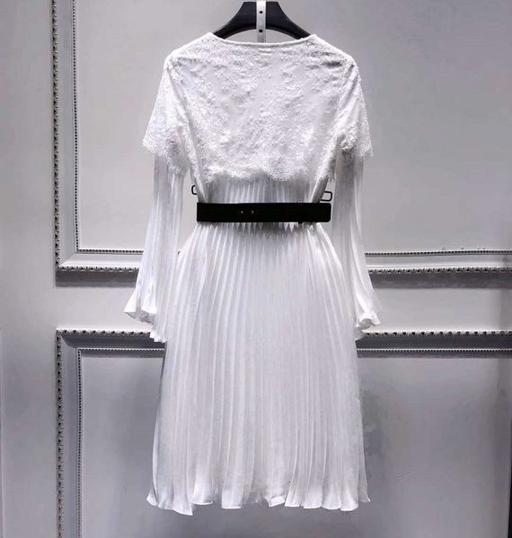 dresses xxl spring fashion style women o-neck lace patchwork flare sleeve belt patchwork mid-calf pleated for party, Black;gray
dresses xxl spring fashion style women o-neck lace patchwork flare sleeve belt patchwork mid-calf pleated for party, Black;gray