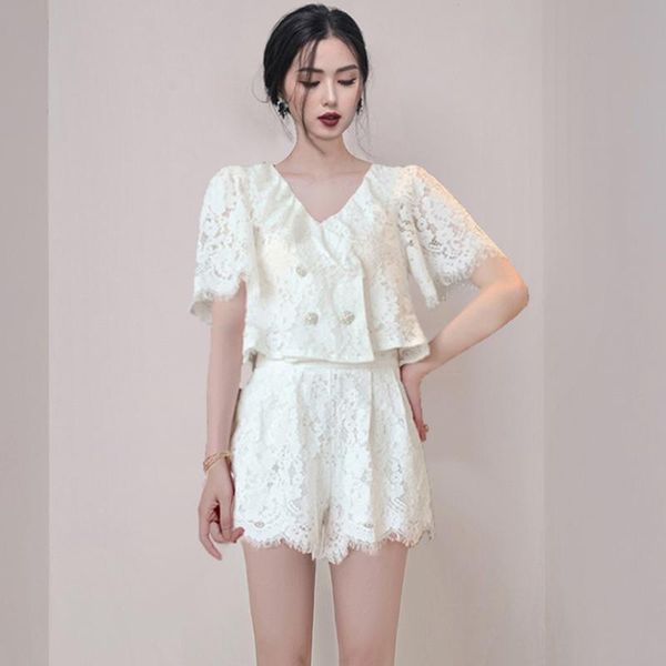 women's tracksuits 2021 summer lace suits ladies fashion shorts two piece set commuter temperament sweet casual fresh clothing, Gray
women's tracksuits 2021 summer lace suits ladies fashion shorts two piece set commuter temperament sweet casual fresh clothing, Gray