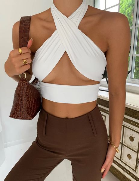 criss-cross halter baless cut out crop for women sleeveless baless summer outfits club party wrap high quality, White
criss-cross halter baless cut out crop for women sleeveless baless summer outfits club party wrap high quality, White