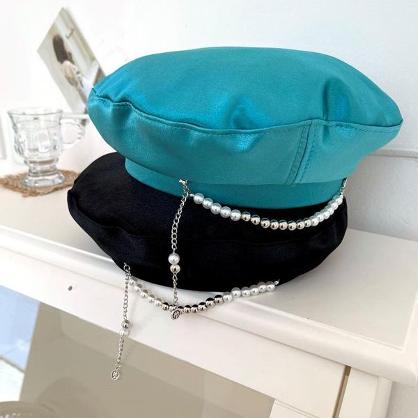 berets satin beret hats for women pearl chain korean fashion cute painter hat girls personality boinas gorras, Blue;gray
berets satin beret hats for women pearl chain korean fashion cute painter hat girls personality boinas gorras, Blue;gray