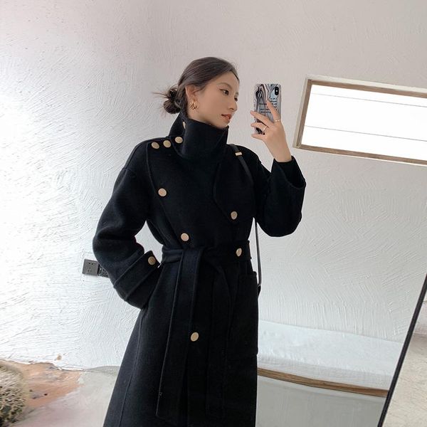 women's wool & blends autumn spring coat female elegant ladies woolen jacket women vintage belt blend coats manteau femme hiver 2021 18, Black
women's wool & blends autumn spring coat female elegant ladies woolen jacket women vintage belt blend coats manteau femme hiver 2021 18, Black