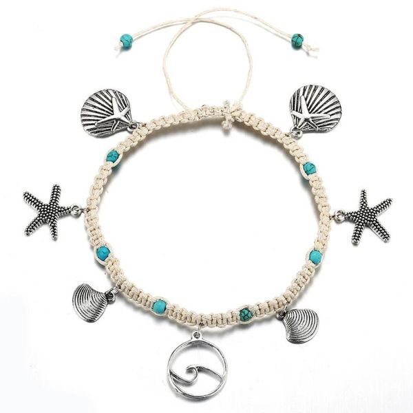anklets beach pendant starfish rice beads retro double set snake-bone string cord, Red;blue
anklets beach pendant starfish rice beads retro double set snake-bone string cord, Red;blue