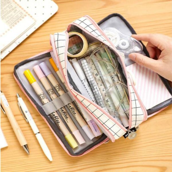 multifunction grid canvas pen case pencil bag zipper girl gift washable school supplies student korean stationery bags
multifunction grid canvas pen case pencil bag zipper girl gift washable school supplies student korean stationery bags