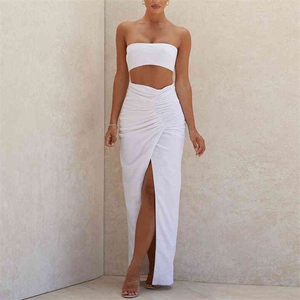 summer fashion white strapless sets sleveless women 2 two pieces nightclub celebrity party casual 210507
summer fashion white strapless sets sleveless women 2 two pieces nightclub celebrity party casual 210507