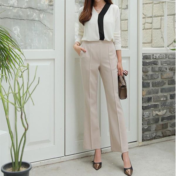 women's pants & capris ol style elegant women suit high waist solid pockets straight casual female pant long trousers femme workwear, Black;white
women's pants & capris ol style elegant women suit high waist solid pockets straight casual female pant long trousers femme workwear, Black;white
