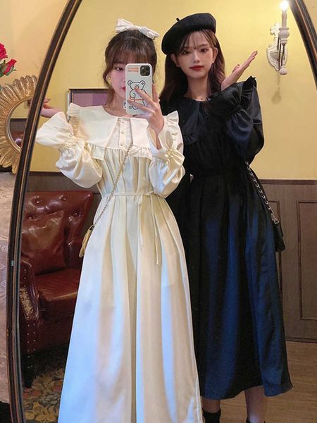 dresses spring black full flare sleeve peter pan collar dress women slim temperament vintage maxi fashion wild vestido feminino 210610, Black;gray
dresses spring black full flare sleeve peter pan collar dress women slim temperament vintage maxi fashion wild vestido feminino 210610, Black;gray