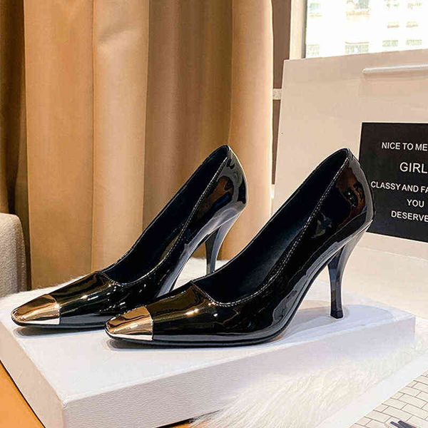 women's shoes single shoese women's spring and autumn metal small square head shallow mouth patent leather high heels thin heel te, Black
women's shoes single shoese women's spring and autumn metal small square head shallow mouth patent leather high heels thin heel te, Black