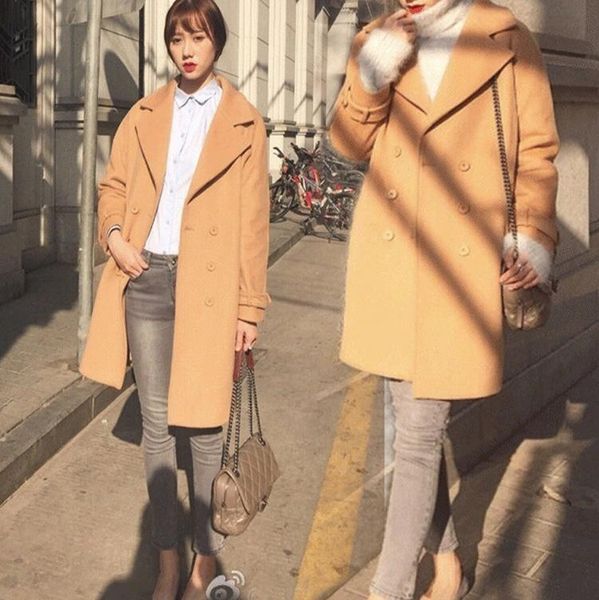 women's wool & blends 2021 solid color temperament commute lapel without belt graceful fashionable cotton korean style brown loose rac, Black
women's wool & blends 2021 solid color temperament commute lapel without belt graceful fashionable cotton korean style brown loose rac, Black