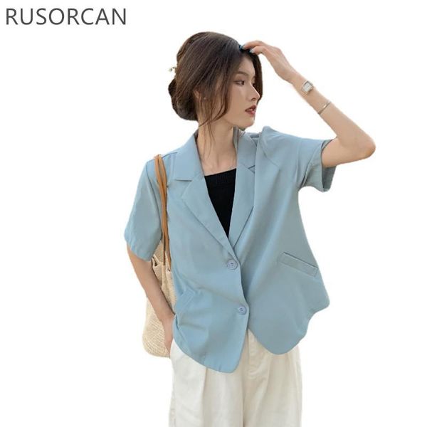 women's suits & blazers pure color small suit summer 2021 thin style loose and fried street design sense short sky blue jacket female t, White;black
women's suits & blazers pure color small suit summer 2021 thin style loose and fried street design sense short sky blue jacket female t, White;black