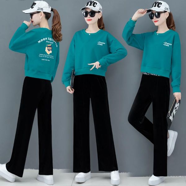 women's two piece pants fashion goth letter print velvet wide leg set belt spring autumn outfits for women clothes blue white
women's two piece pants fashion goth letter print velvet wide leg set belt spring autumn outfits for women clothes blue white