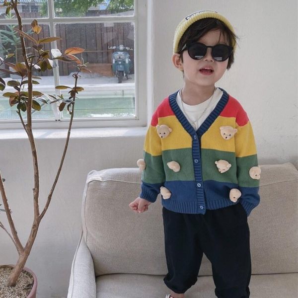 jackets pre-sale 10.07 ship kids clothes 2021 rainbow knitted sweater cardigan cute bear decoration cotton spring and autumn, Blue;gray
jackets pre-sale 10.07 ship kids clothes 2021 rainbow knitted sweater cardigan cute bear decoration cotton spring and autumn, Blue;gray