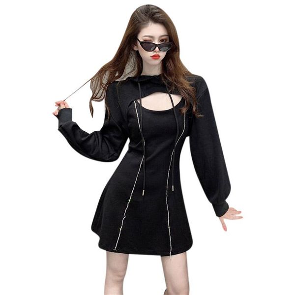 casual dresses autumn / winter 2021 women's hooded dress plus size korean version slim hollow out two-piece set zipper loose, Black;gray
casual dresses autumn / winter 2021 women's hooded dress plus size korean version slim hollow out two-piece set zipper loose, Black;gray