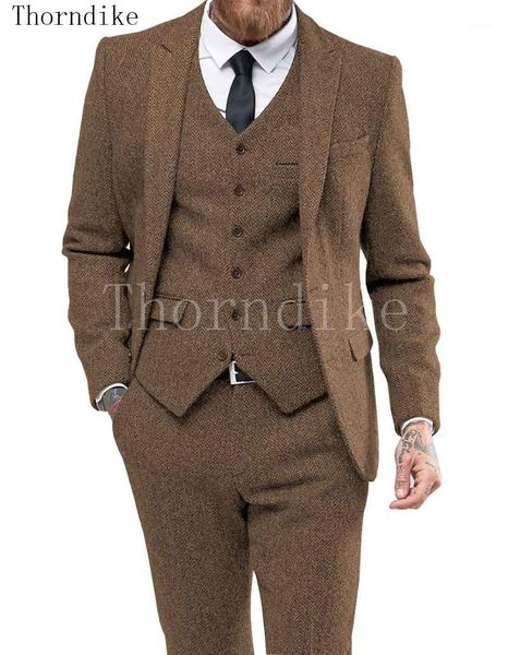 men's suits & blazers thorndike brown herringbone tweed suit men business dress 3-piece set slim fit groom wedding party tuxedo traje n, White;black
men's suits & blazers thorndike brown herringbone tweed suit men business dress 3-piece set slim fit groom wedding party tuxedo traje n, White;black