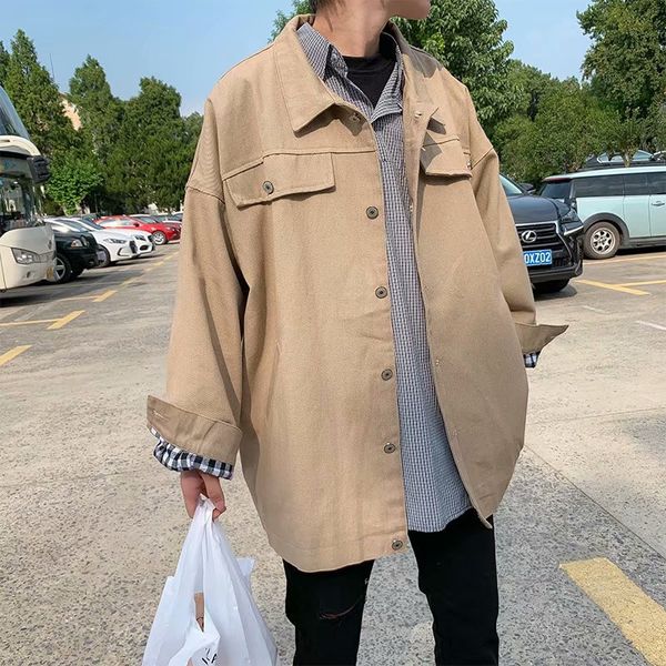 men's jackets retro chic solid color simple korean style turn-down collar male leisure harajuku new ins outwear men jacket coats 0, Black;brown
men's jackets retro chic solid color simple korean style turn-down collar male leisure harajuku new ins outwear men jacket coats 0, Black;brown