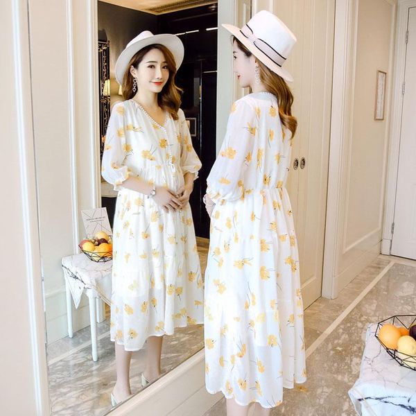 maternity dresses 2021 pregnant women's spring summer a-character skirt fashion chiffon short sleeved dress, White
maternity dresses 2021 pregnant women's spring summer a-character skirt fashion chiffon short sleeved dress, White