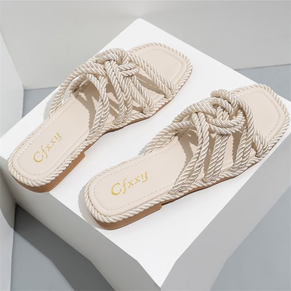 women slippers personality hemp rope upper design flat sandals casual solid color square toe hollow heel woman shoes 210903, Black
women slippers personality hemp rope upper design flat sandals casual solid color square toe hollow heel woman shoes 210903, Black