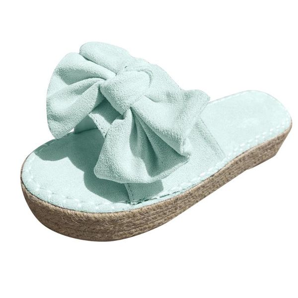 women fashion cute bowknot muffin slippers plus size flip-flops shoes female casual comfort beach heels slipper, Black