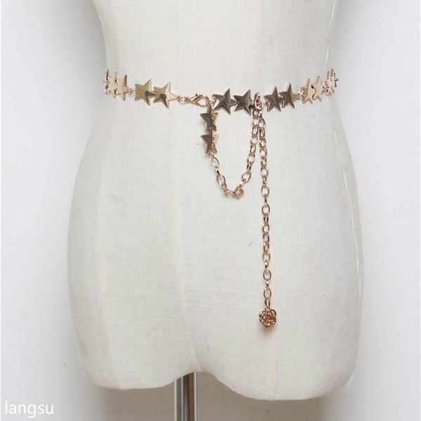 women's star gold chain belt female edge long metal flower large dress waist belts, Black;brown
women's star gold chain belt female edge long metal flower large dress waist belts, Black;brown