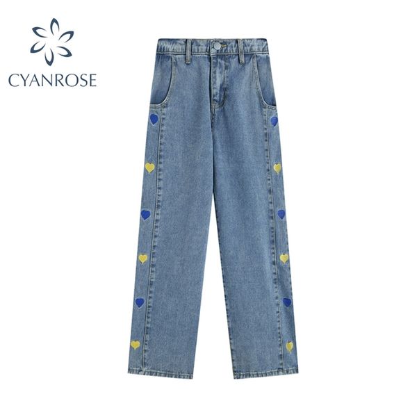 heart embroidery denim pants women korean style wide leg jeans female summer fashion high waist loose trousers 210430, Blue
heart embroidery denim pants women korean style wide leg jeans female summer fashion high waist loose trousers 210430, Blue