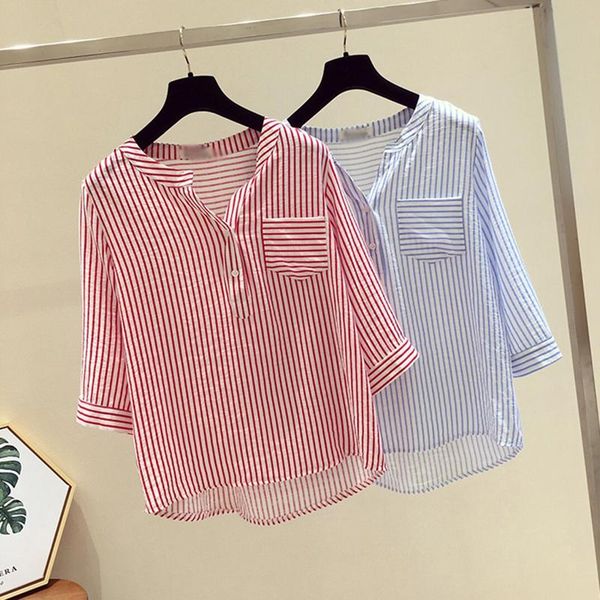 women's blouses & shirts women striped blouse spring summer casual loose button stripe shirt plus size for female clothing, White
women's blouses & shirts women striped blouse spring summer casual loose button stripe shirt plus size for female clothing, White