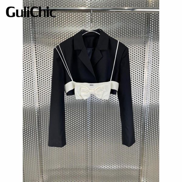 women's suits & blazers 7.12 high end quality fashion solid color short blazer with bow spaghetti strap tank two piece set women, White;black
women's suits & blazers 7.12 high end quality fashion solid color short blazer with bow spaghetti strap tank two piece set women, White;black