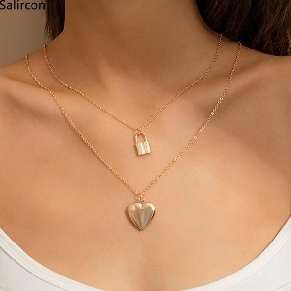 pendant necklaces korean geometric lock heart necklace women fashion exquisite short collar clavicle chain wedding jewelry, Silver
pendant necklaces korean geometric lock heart necklace women fashion exquisite short collar clavicle chain wedding jewelry, Silver