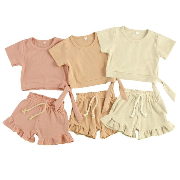 born baby girls clothing 2-piece outfit set short sleeve lace-up +shorts for kids solid color outfits sets, White
born baby girls clothing 2-piece outfit set short sleeve lace-up +shorts for kids solid color outfits sets, White