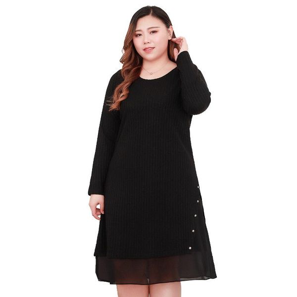 casual dresses 4xl to 10xl plus size dress knitted black elegant for women chiffon patchwork long sleeve t18395, Black;gray
casual dresses 4xl to 10xl plus size dress knitted black elegant for women chiffon patchwork long sleeve t18395, Black;gray